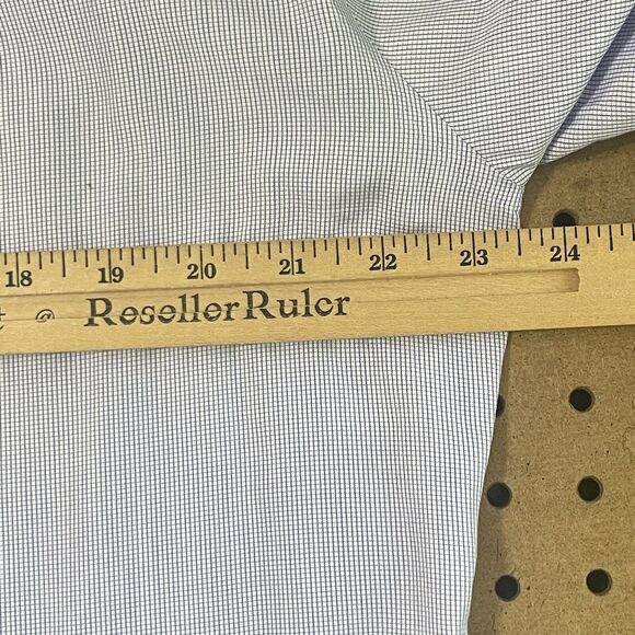 ISAIA Napoli Modern LS Button Up Shirt Italy Made Mini Check Blue Size 46/XL Men - Picture 7 of 9